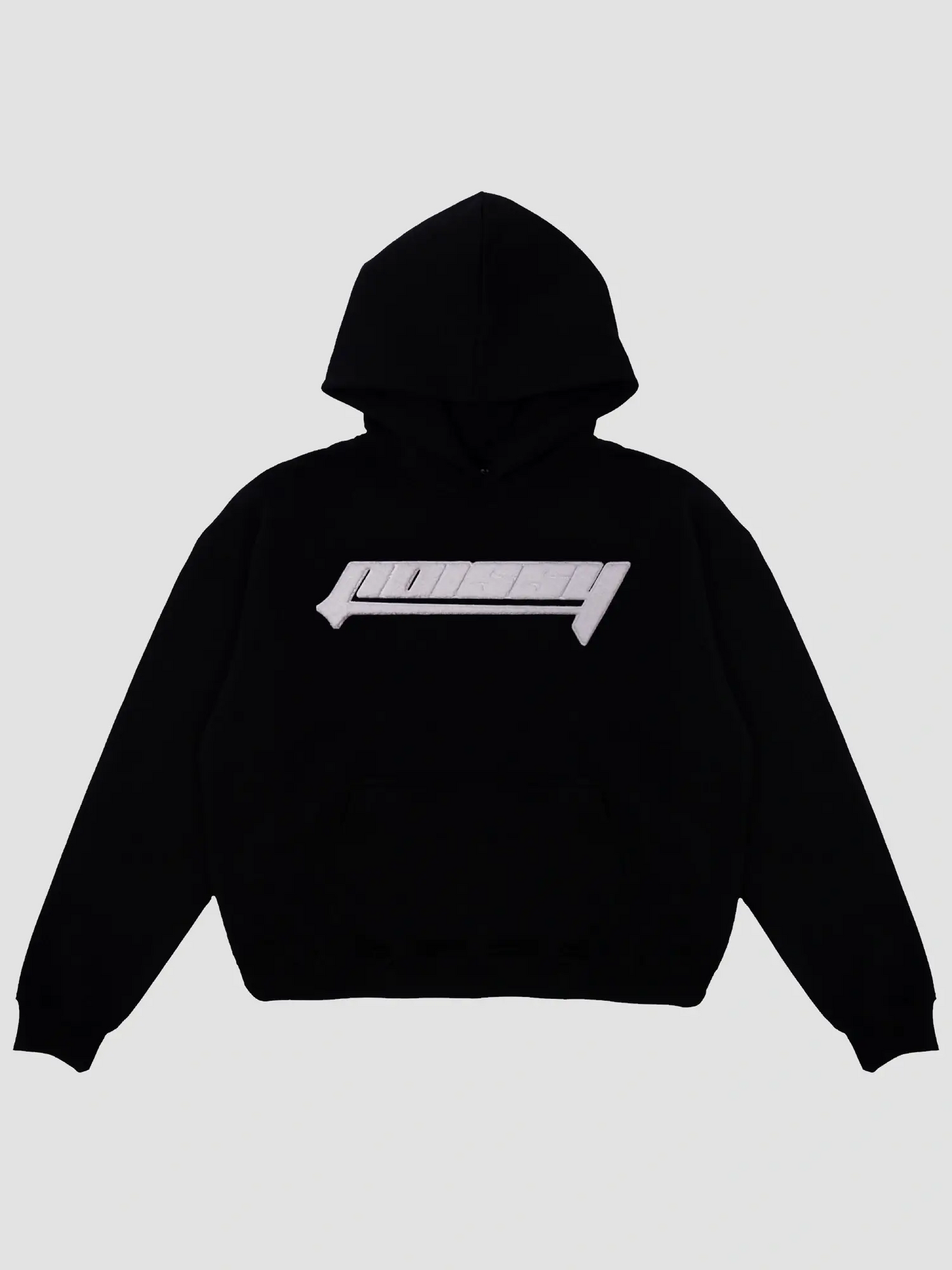 HOODIE WHITE FROTTE [BLACK]