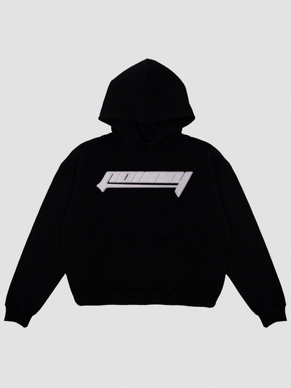 HOODIE WHITE FROTTE [BLACK]