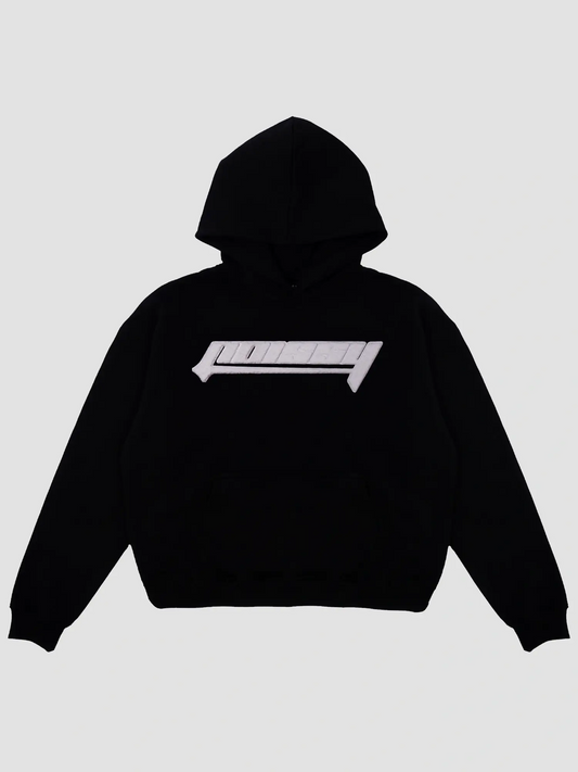 HOODIE WHITE FROTTE [BLACK]