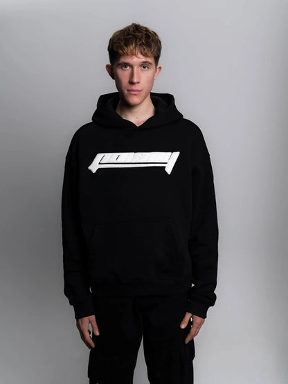 HOODIE WHITE FROTTE [BLACK]